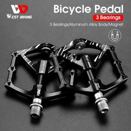 Bike Pedals WEST BIKING Bicycle Pedals 3 Bearings MTB Anti-slip Ultralight Aluminium Mountain Road Bike Platform Pedals Cycling Accessories 0208