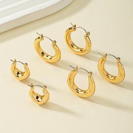 Hoop Earrings Hip-hop French Metal Crescent Shaped Hollow For Women Fashion Vintage Simple Shrimp Clasp Delicate