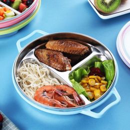 Plates Plate Drop-resistant Grid Lunch Box 304 Stainless Steel Anti-scalding Tableware S M L Size Salad