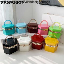 Totes Trending Hexagon Women Fashion Bags Luxury Designer Handbag Jelly Clutch Purse Candy Colour Acrylic Shoulder Crossbody Bags 0208V23