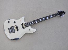 Left Hand 6 Strings White Electric Guitar with Floyd Rose Rosewood Fretboard