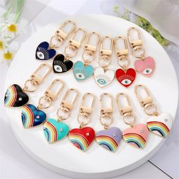 S3406 Fashion Jewelry Key Rings Heart Enamel Evil Eye Pendant Bag Hanging Accessory Keychains Blue Eyes Keychain Gift For Women Girl