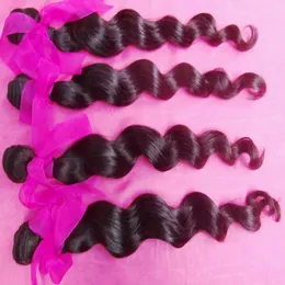 Pure Color Natural #1B Wefts 100% Softest raw Virgin Vietnamese temple Loose Piano curls Lush weaves 4pcs/lot Dyeable