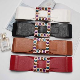 Belts 2021 Fashion Designer Women's Belt Pu Artificial Leather Elastic Retro Gem Belt G230207