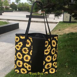 Storage Bags 10pcs/lot Selling Arrival Sunflower Tote Bag With PU Lady Handbag