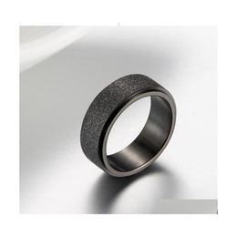 Band Rings 8Mm Sandblast Wedding For Men Women Stainless Steel Black Blue Gold Engagement Ring Fashion Jewelry Accessories Gifts 459 Dhoxm