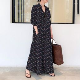 Casual Dresses Cotton And Linen 5xl Kaftan Loose Maxi Dress Women Long Sleeve Turn-down Collar Button Down Shirt