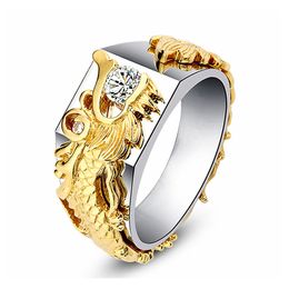 Solitaire Ring Dragon Domineering Mens Gold Color Separation Jewelry Diamond For Men Exquisite Drop Delivery Dhp1M