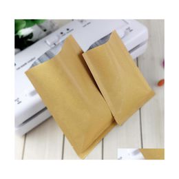 Packing Bags Gift 200Pcs/Lot 8 Sizes Open Top Flat Kraft Paper Al Foil Laminated Heat Sealed Bag Vacuum Pouches Food Packaging Drop Dhqm6