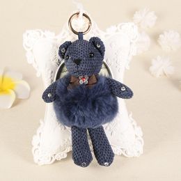 Keychains Trendy Cloth Doll Bear Fur Ball Pompon Key Chain Car Holder Keyrings Jewellery Bag Charms Pendant Purse Buckle Charm Accessories