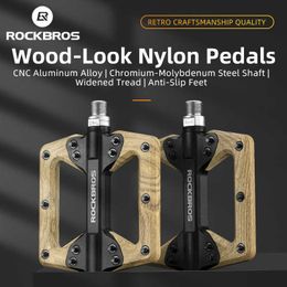 Bike Pedals ROCKBROS Bike Pedals Bicycle Parts Seal Bearing Cycling Pedal MTB Road Flat Platform Ultralight Nylon Pedals Bike Accessories 0208