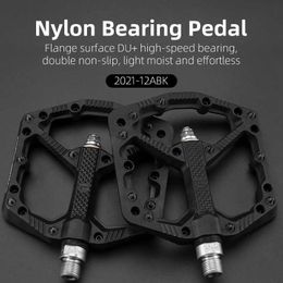 Bike Pedals ROCKBROS Nylon Bicycle Pedals Ultralight Sealed Bearing Bike Pedals Molybdenum Flat Platform BMX MTB Road Cycling Pedals 0208