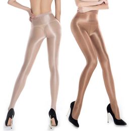 Women's Jumpsuits Rompers 1/2PCS 70D Oil Shiny Tights Women Sexy Skinny Thin Shaping Pantyhose Elastic Glossy Smooth Stockings DS Nightclub Party Hosiery Y2302