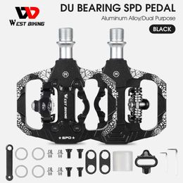 Bike Pedals WEST BIKING Bike Lock Pedal Aluminum SPD Self-lock MTB Road Bicycle Anti-slip Sealed Bearing Cycling Pedal Ultralight Bike Parts 0208