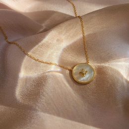 Pendant Necklaces Round Mother Of Pearl Natural Sea Shell Pendant Necklaces For Women Dainty Evil Eye Heart Choker Fashion Jewelry 2022 Girls Gift G230206