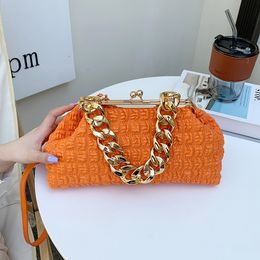 Evening Bags Luxury Designer Clip Crossbody Bags For Women Handbag Evening Clutches With Thick Chain Ladies Messenger Bag Female Purse 230208