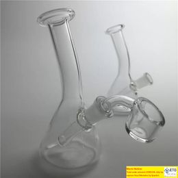 mini glass oil rig bong water pipe with 3mm thick short neck small quartz banger 420 small recycler bongs