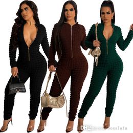 Women Jumpsuits Designer 2023 Spring New Recommended Solid Knitted Plaid Two Way Zipper Rompers