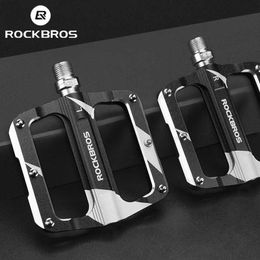 Bike Pedals ROCKBROS Bike Pedals Aluminium Alloy Steel Bicycle Pedal Road MTB Non-slip Spikes Cycling Pedal Bicycle Parts Bike Accessories 0208