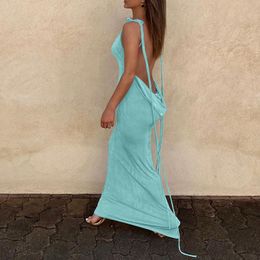 Casual Dresses Sexy Dress Women Elegant Backless Birthday Party Long Summer Club Wear Halter Neck Strapless Beach Maxi VestidosCasual