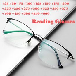 Sunglasses Titanium Half Frame Reading Glasses Men Fashion Ultralight Magnifying Women Flexible UV400 Protection Eyewear 125 175Sunglasses