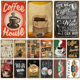 Coffee Tin Sign Retro Poster Vintage Wall Poster Metal Sign Decorative Wall Plate Kitchen Plaque Metal Vintage Cafe Bar Home Decor Accessories 20cmx30cm Woo