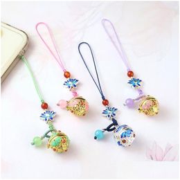 Charms 1Pc Painting Aroma Diffuser Locke Pendant Keyring Essential Oil Locket Cellphone Strap Charm Bag Hanging Decorations Dr Dhupb