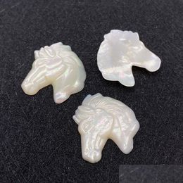 Charms Natural Seawater Shell Pendants For Making Diy Ring Earring Necklace Jewelry Horse Head Shape Cabochon Beads Accessorie Dhsja
