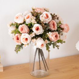 Decorative Flowers Artificial Flower Silk Classic Rose Home Living Room Dining Table Decoration Garden Wedding Celebration Party Bouquet