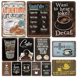 Antique Coffee Poster Metal Painting Tin Sign Vintage Cafe Bar Kitchen Decoration Plaques Retro Restaurant Art Wall Stickers Signs 20cmx30cm Woo