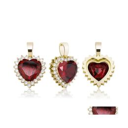 Pendant Necklaces Love Heart Fashion Gold Sier Colour Men Women Luxury Big Size Zircon Hip Hop 3483 Q2 Drop Delivery Jewellery Pendants Dhkey