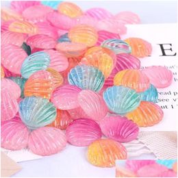 Other 20Pcs Cute Kawaii Mticolor Plated Pearl Components Shells Flat Back Resin Seashell For Diy Handmade Jewelry Craft Decoration Dhnrt