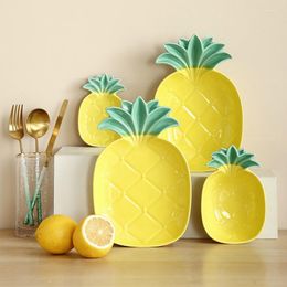 Plates Ceramic Nordic Dinner Breadbasket Pineapple Tray For Decoration Table Serving Cutlery Plate Sets Platos Kitchen Tableware