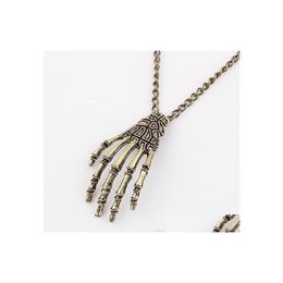 Pendant Necklaces Necklace Zinc Alloy Vintage Skeleton Of Hand Design Punk Rock Steampunk Jewellery Chain Drop Delivery Pendants Dhm9H