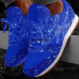 Dress Shoes Women Flat Glitter Sneakers Casual Female Mesh Lace Up Bling Platform Comfortable Plus Size Vulcanised Shoes Soft Knitting T230208