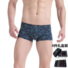 Underpants 4pcs/lot Men's Underwear Net 4 Gift Boxed Angle Of A Combination Cotton U Convex Bag Boxer