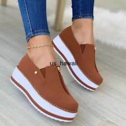 Dress Shoes PU Leather Women's Shoes Thick Bottom Women's Casual Sports Shoes 2022 Spring And Autumn New Zipper Wedge Shoes Women T230208