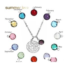 Pendant Necklaces Stainless Steel Faith Dream Inspirational Birthstone Necklace For Women Glass Stone Fashion Birthday Jewelry Gift Dhbrj