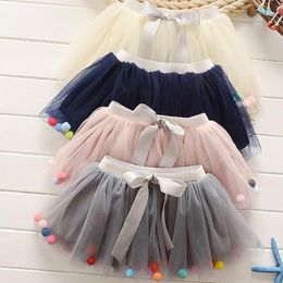 Stage Wear Summer Baby Girl Candy Colour Half-length Tulle Tutu Skirt Dance Pettiskirt Solid Children Fashion Ball Gown