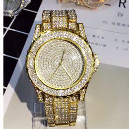 Diamond Watch For Women Luxury Ladies Gold silver rose gold Watch Minimalist Analogue Quartz Movt Unique Female Iced Out Watch274e