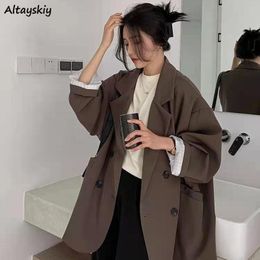 Womens Suits Blazers Women Minimalist Solid Outwear Loose Elegant Retro Official Fashion High Street Feminine Allmatch Spring Comfortable 230208