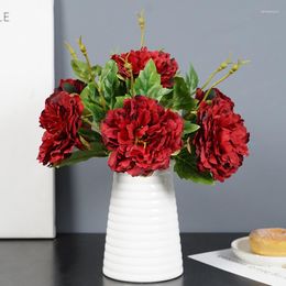 Decorative Flowers Artificial Peony Flower 31cm Arrangement Accessories Home Living Room Decoration