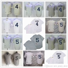 Movie Vintage 4 Lou Gehrig Baseball Jerseys Stitched 5 Joe DiMaggio Breathable Sport Beige White Gray 1939 Pullover