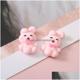 Other 20Pcs Resin Cartoon Animal Rabbit Components Bear Cabochons Flat Back Scrapbook For Making Diy Kawaii Embellishments Accessorie Dheb7