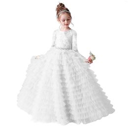 Girl Dresses Dideyttawl Long Sleeves Girls Princess Gowns 2023 For Piano Competition Banquet Tulle Junior Concert Formal Party