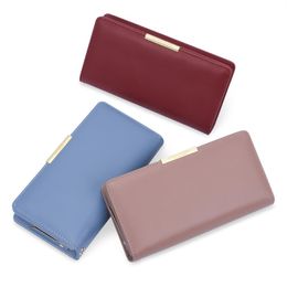 Women's Wallets Long Multifunctional Handle Zipper Bag Simple Hardware Buckle Bifold Wallet Fashion Four Seasons Business2313