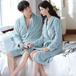 Women's Sleepwear Large Nightwear Winter Lovers Thick Warm Female Coral Fleece Kimono Robe Couple Nightgown Bath Gown Women Pijamas