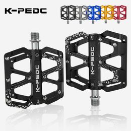 Bike Pedals K-PEDC-196 3 Bearings Bike Pedals Bicycle Pedals Non-Slip MTB Pedals Aluminium Alloy Flat Waterproof Bike Accessories 0208