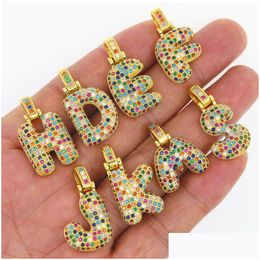 Charms Rainbow Micro Pave Cz Cubic Zirconia Alphabet Pendant Punk Hiphop Style Fashion Woman Man Initial Name Jewelry Finding Dhxn6