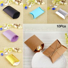 Gift Wrap 10pcs Pillow Favour Candy Box Kraft Paper Bags Christmas Packaging Boxes For Wedding Favours Birthday S